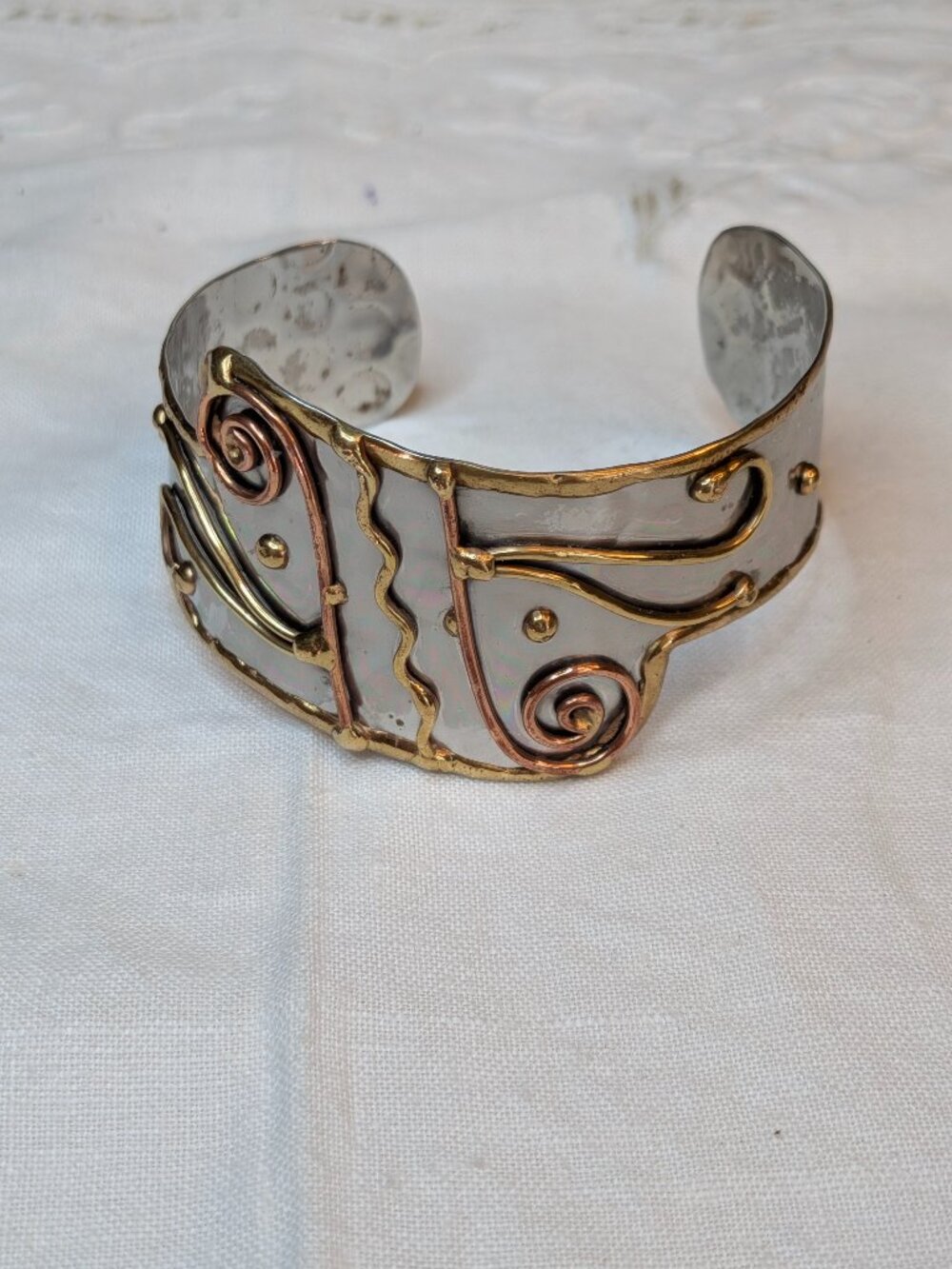 Handcrafted Mixed‑Metal Artisan Cuff Bracelet